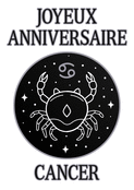 Joyeux anniversaire Cancer avec un crabe myst&eacute;rieux